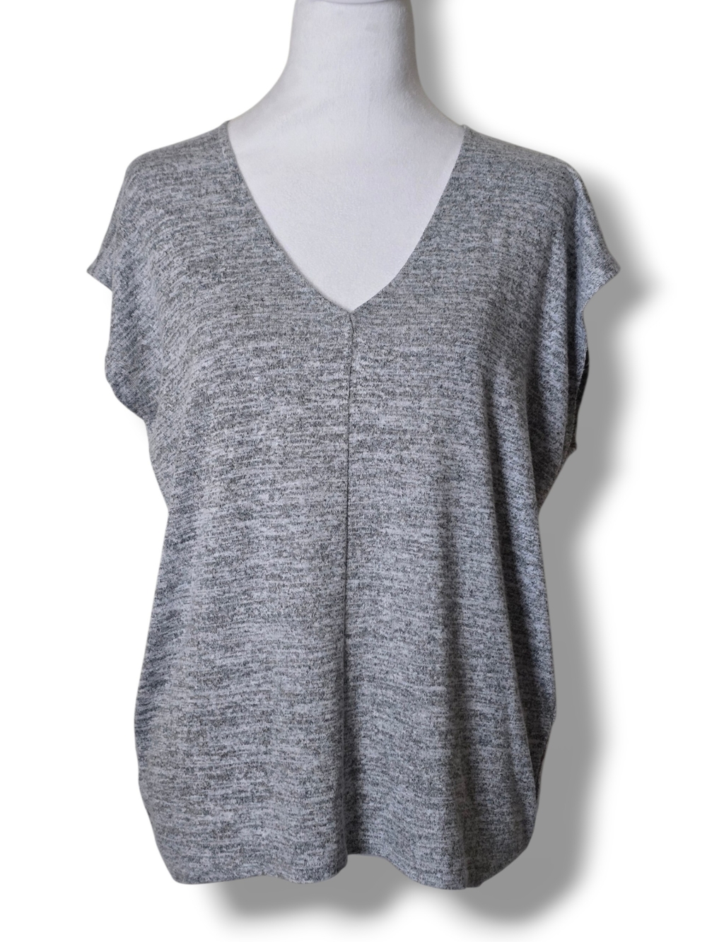 Market & Spruce Heather Gray V-Neck Knit Sleeveless Blouse - Size Small